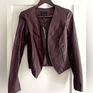 Dynamite Women’s Faux Leather Burgundy Jacket, NEW, size XS